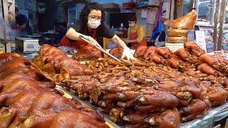 stupefacente maestro di trottatori di maiale brasato coreano - cibo di strada coreano