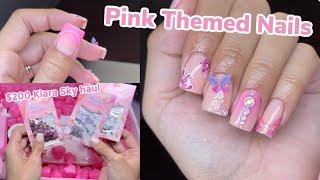 BIG $200 KIARA SKY NAILS HAUL  DIY Pink Themed Gel & Dip Powder SHORT Nails Tutorial