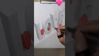 Drawing 3d "love" Step by step #art #drawingtutorials #tutorials #drawing #drawingtechniques #shorts