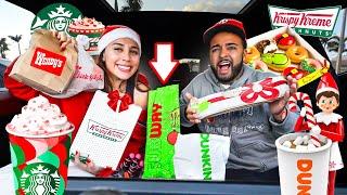 TRYING NEW HOLIDAY ITEMS FROM FAST FOOD RESTAURANTS! | VLOGMAS