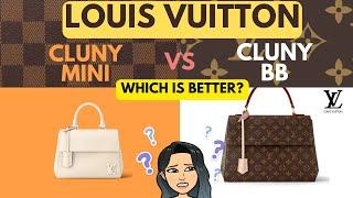 LOUIS VUITTON CLUNY MINI VS CLUNY BB REVIEW | WORTH IT?  LV CLUNY HANDBAG REVIEW LV BAG