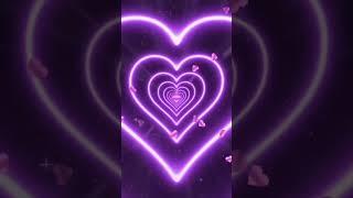 Beautiful Purple Love Heart Tunnel Loop BackgroundNeon Lights Heart Background, Wallpaper #shorts