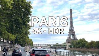 [4K-HDR] 2022 Paris Drive City tour Eiffel Champ elysees All Famous Spots - Summer day in France 