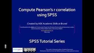 Pearson's r correlation using SPSS