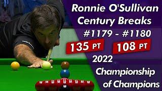 Ronnie O'Sullivan Century Breaks 1179 - 1180 Highlightsᴴᴰ | 2022 Champion of Champions Quarter-Final