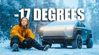 CyberTruck Camping in  -17° Degrees
