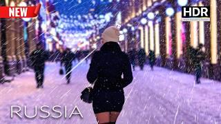  The Night RUSSIA They Don't Want You To See! ️ Snowfall in Moscow - 4K HDR