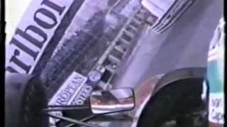 Capelli stuck sideways on a barrier - 1992 Monaco Grand Prix