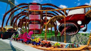 ALL MONSTERS Big & Small Cars vs Broken Bridge with TRIPLE BUS EATER & CAR EATER | BeamNG.Drive