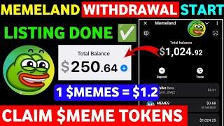 Memeland Airdrop Withdraw Bank |Memeland Airdrop Update | Memeland Listing Date | Memeland Coin Sell