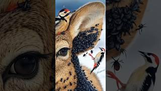 Nature's Wildest Moment: Spiders Invade Deer with Birds on Patrol! #animals #nature #wildlife #deer