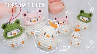 How to Crochet frog hat duck | Quick&Cute duck keychain amigurumi tutorial free pattern钩针青蛙帽可爱鸭～