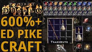 3000+ ED crafts and we finally get a 473 ED% Pike to Slam, Puzzle and Vial in Project Diablo 2 (PD2)