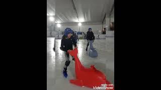 Noor & Yassin Alfaham with A.S.C. volleyball team  First attempt at ice skating. February '21