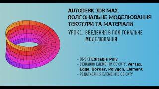 3Ds Max. Полігональне моделювання. Урок 1 - Введення в полігональне моделювання.