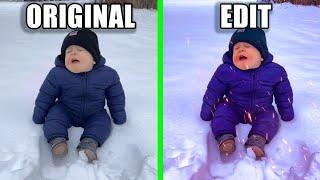 Baby talking in the snow Original vs Edit (viral video)