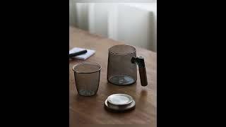 Обзор  стеклянной кружки Xiaomi Pinztea Wooden Handle Glass Tea Cup 420mL Blue Gray