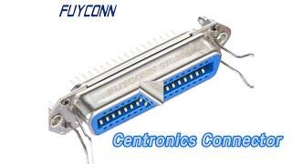 Female Centronics Connector 90 Degree 36 Pin DIP Type PBT Vertical
