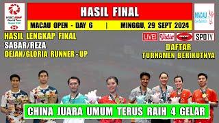 Hasil Lengkap Final Macau Open 2024 Hari Ini ~ SABAR/REZA & DEGLO Runner Up ~ China Juara Umum Terus