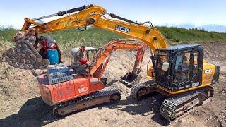 JCB 145 and TATA 110 Excavator Pond Canal Cleaning together | Jcb Excavator