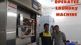 This is how to operate a big laundry machine in hotel also explained about laundry chemical