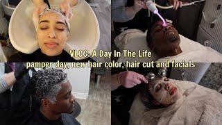 VLOG| Couples Self Care Day! New Hair Color, Hair Cut and Facials