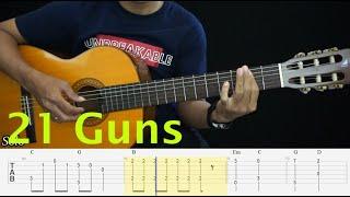 21 Guns - Green Day - Fingerstyle Guitar Tutorial TAB + Chord + Lyric