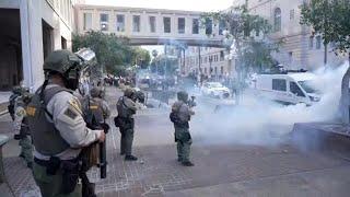LAPD deploys mounted police and tear gas to disperse protesters