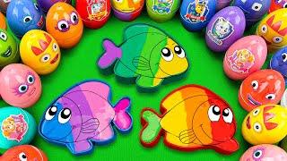 Satisfying ASMR | Making 3 Rainbow Fish Bathtub by Mixing SLIME in Rainbow Eggs CLAY Coloring