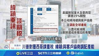 川普對墨西哥課25%關稅 緯穎.廣達週一跳水跌停 "美國製造"成關鍵密碼 台科技廠布局美國產能│記者 方昱翔 張庭翔  │全球關鍵字20250203│三立iNEWS