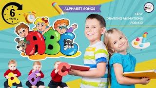 ⏰ 6 Hour Non Stop: A B C | Alphabet Phonic Songs  + Drawing  for Kids |  #NurseryRhymes