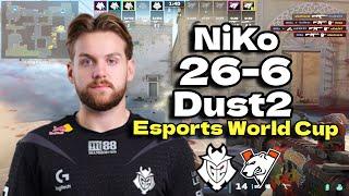 CS2 POV G2 NiKo (26/6) vs Virtus.pro (Dust2) @ Esports World Cup 2024