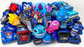 Blue Color Transformers Car Toys collection: Optimus Prime, Tobot, Hellocarbot, Superhero Stopmotion