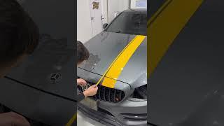 Mercedes Benz getting custom Yellow AMG Stripes done, what you guys think of the new look?