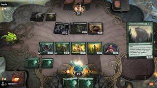 Craterhoof Behemoth on turn 4 wins in Magic: the Gathering Arena