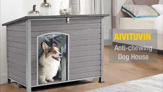 Aivituvin AIR73 Wooden Heavy Duty Dog Crates House Strong Iron Frame