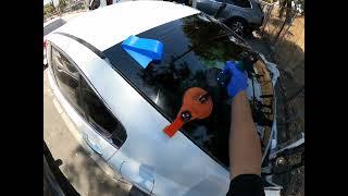 Expert back glass set technique by Direct Quality Auto Glass