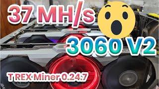 37MH/s ETH Mining Setting RTX 3060 LHR | How to overclock 3060 V2 to get 37mh/s with 100w power