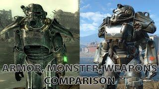 Fallout 3 vs Fallout 4 Comparison (Armor, Monsters, Weapons!)