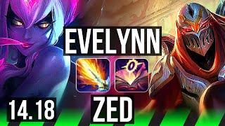 EVELYNN vs ZED (JGL) | 9/0/5, Rank 5 Eve, Legendary, 600+ games | EUW Challenger | 14.18