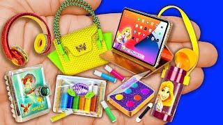 DIY Miniature Headphones Handbag Laptop Case, Ariel Mermaid Journal Markers Doll Makeup Water Bottle