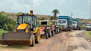 JCB 3dx loading Mud in TATA Tippers & Tractors | Swaraj 855 Fe | New Holland 3630#youtubeshorts