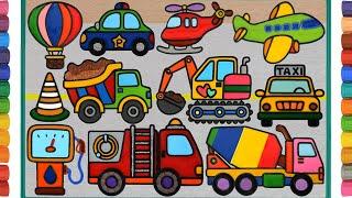 Vehicles for Kids Compilation | Jelly Painting, Drawing and Coloring for Children, Learn colors