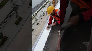 Anchor Bolts Glass Balustrade Steel Bracket Installation #construction #façade #bracket  #shorts