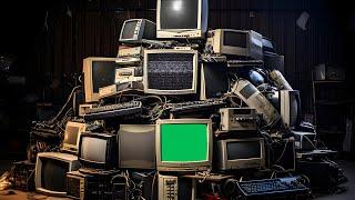 Old TV Pile Green Screen Template