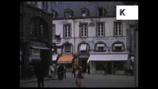 1939 Brittany Streets and Beach, Rare 1930s France Colour Archive Footage