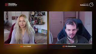 World Chess Championship 2024 R6 w/ IM Laura Unuk, and GM Nils Grandelius!