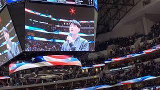 Jay Chang kpop sings national anthem before Dallas Mavericks game 2/4/22 vs Philadelphia 76ers