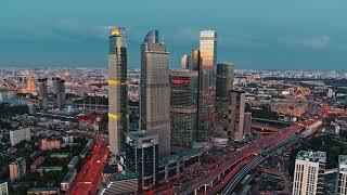 Aerial View of Skyscrapers Moscow City and Business District