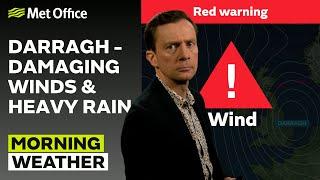 07/12/2024 – Storm Darragh bringing danger  – Morning Weather Forecast UK – Met Office Weather